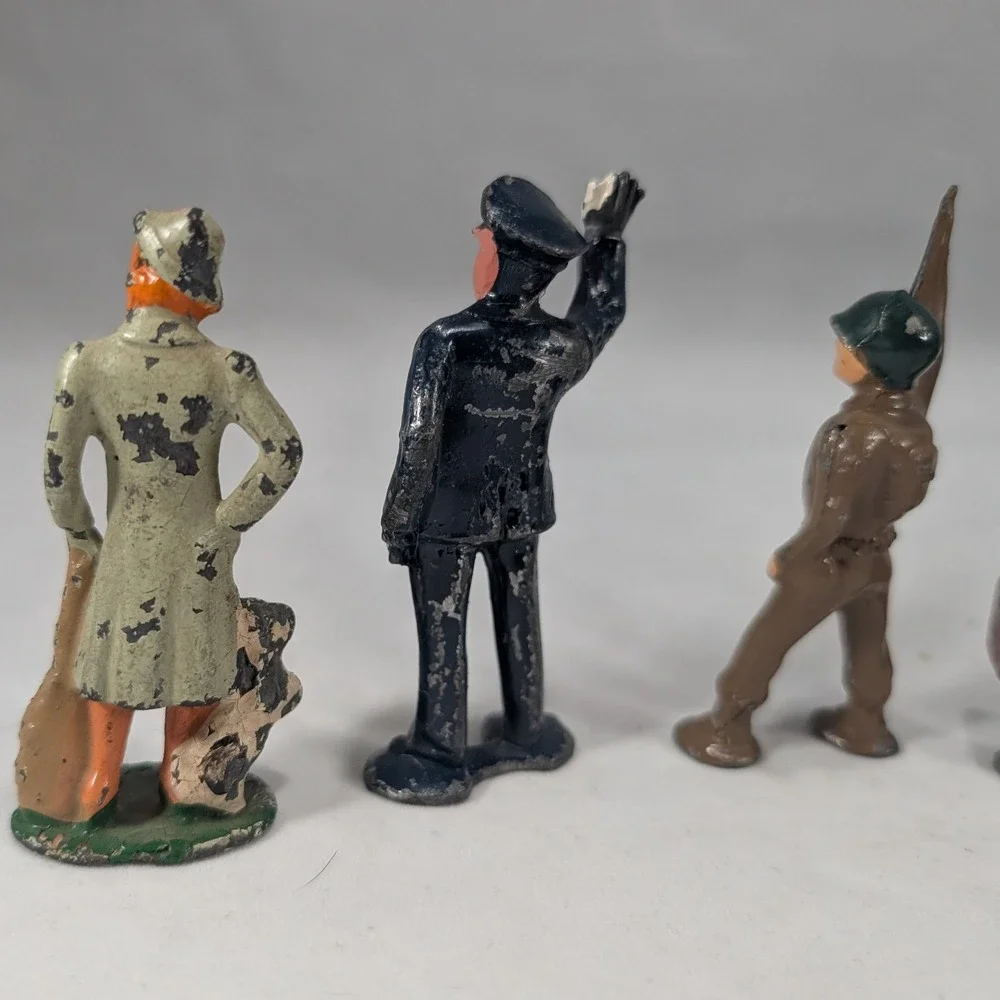 Vintage Barclay Manoil Lead‎ Slush Mold Figures Soldier Police Porter Lot of 5